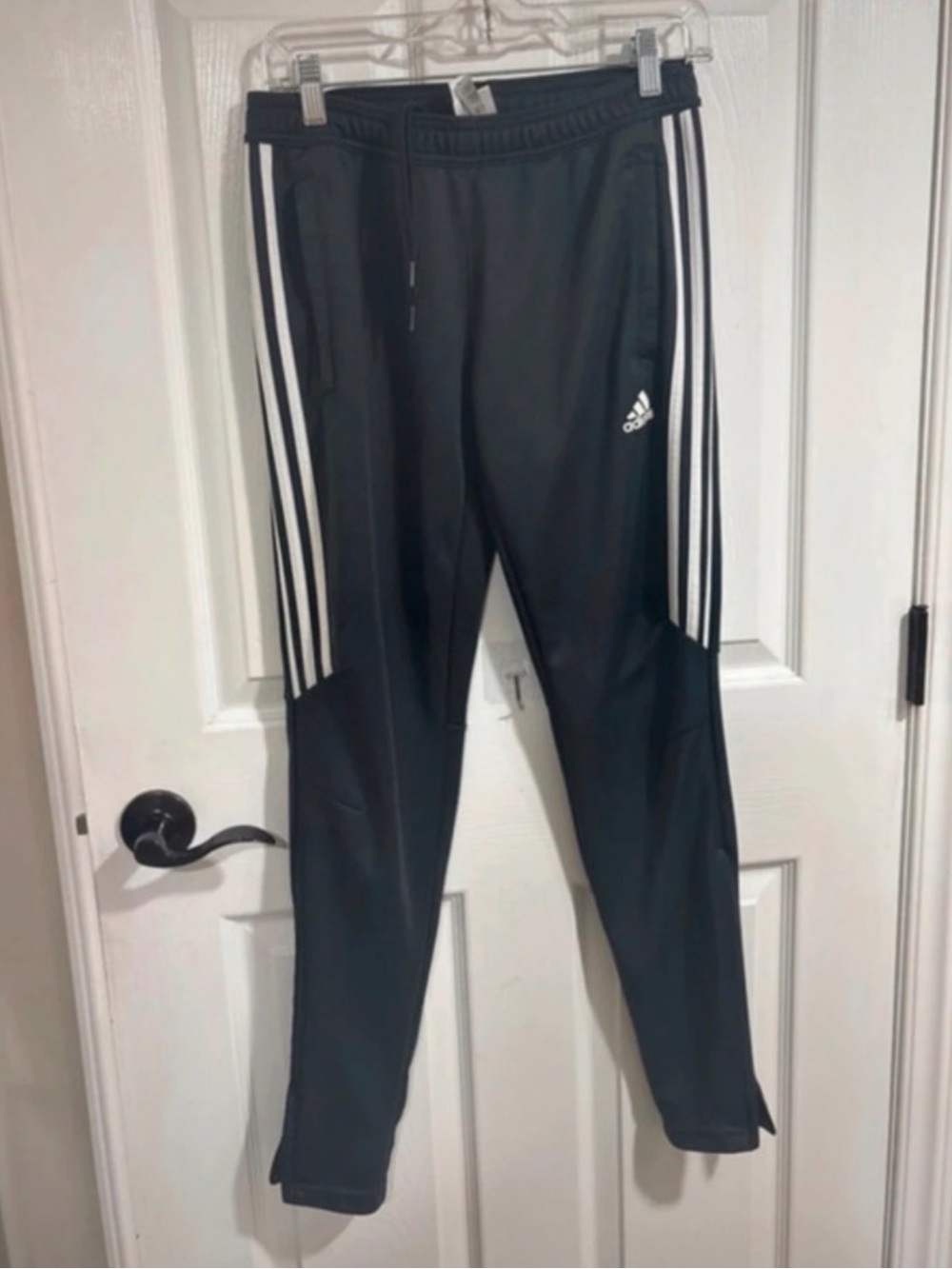 adidas Black Jogger Sweatpants with White Three-Stripes